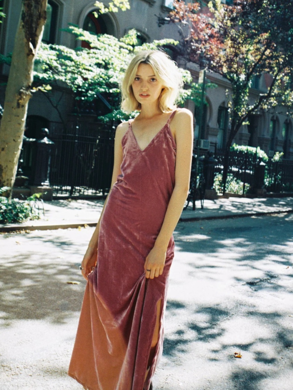 Lovers + Drifters The Story of Maxine Velvet Slip Dress Dusty Rose Size M/L